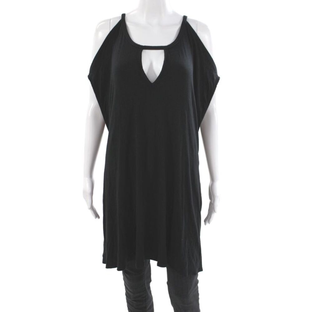 Robin Piccone Women Black V-Neck Tank Dress Sleeveless Modal Size L